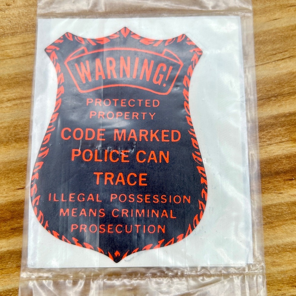 Vintage Police Warning Shield Decal Stickers Protected Property Security 4 Pack